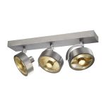 SLV Kalu Spot Aluminium Gris Rond | Convient pour 3x GU10 (AR111) 