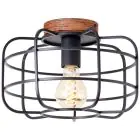 Brilliant Gwen Plafondlamp Metaal Hout Zwart | 300mm - Geschikt voor 1x E27